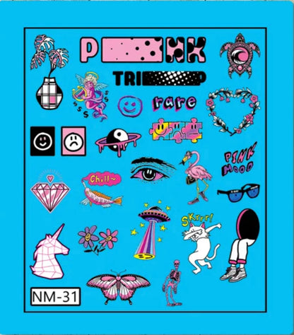 Nail Decals Without Clear Film, 31 Option